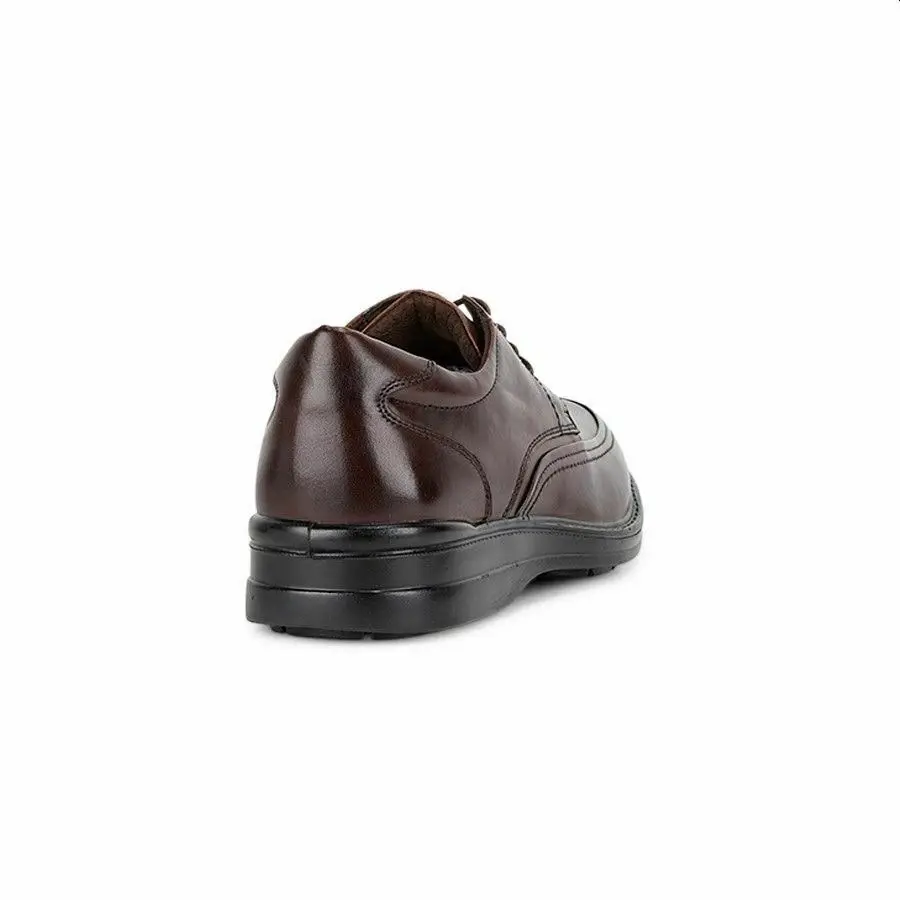 Mens Hush Puppies Torpedo Black Teak Mahogany Leather Extra Wide Work Shoes