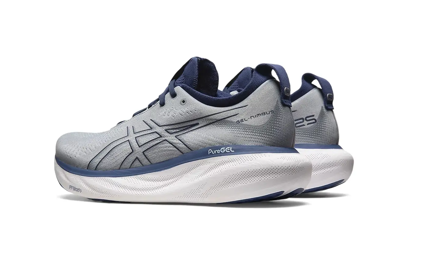 Mens Asics Gel-Nimbus 25 Sheet Rock/Indigo Blue Athletic Running Shoes Shoes