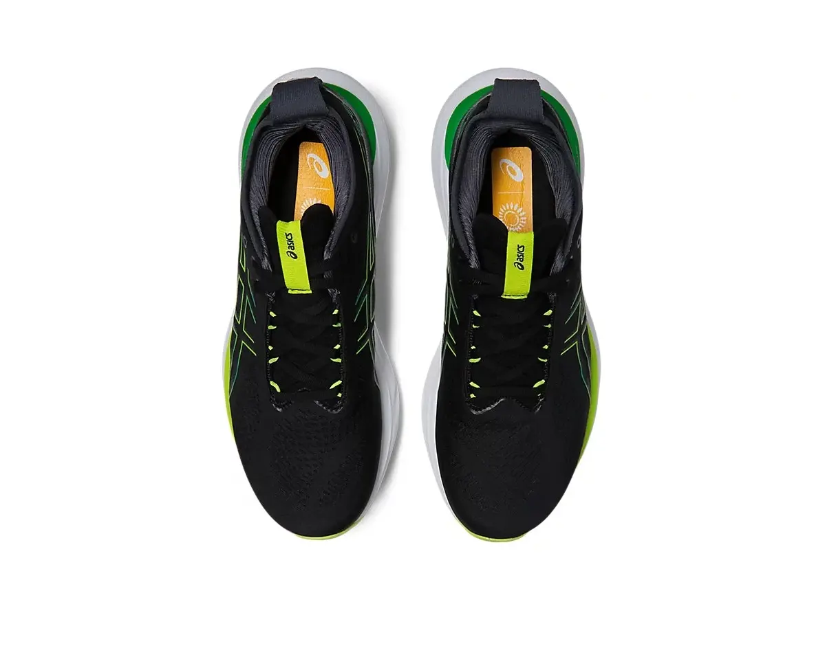 Mens Asics Gel-Nimbus 25 Black/Lime Zest Athletic Running Shoes