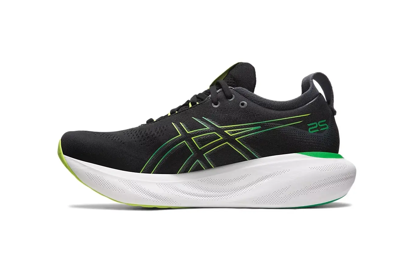 Mens Asics Gel-Nimbus 25 Black/Lime Zest Athletic Running Shoes