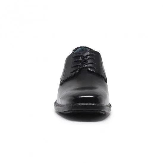 Mens Hush Puppies Heathcote Extra Wide Leather Work Black Lace Up Shoes