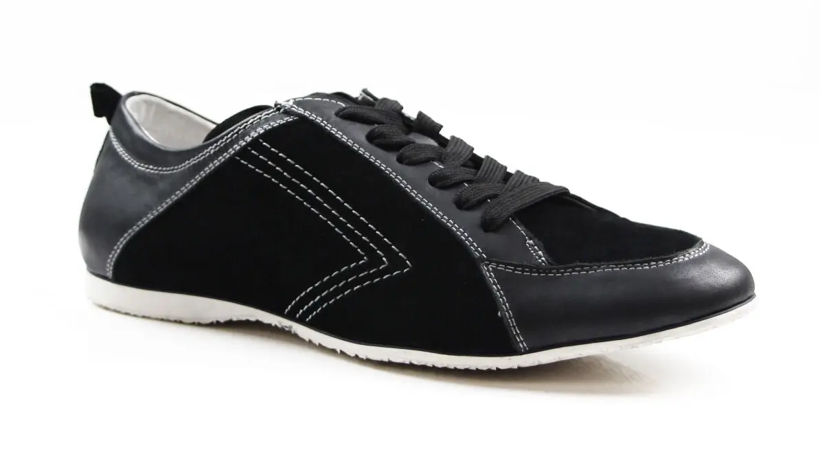 Mens Zasel Anton Black / Dark Grey Leather Suede Casual Sneakers Work Dress Casual Shoes