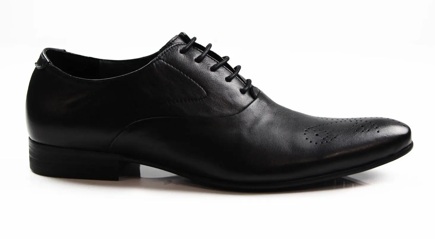 Mens Zasel Justin Black Leather Lace Up Work Formal Casual Work Dress Shoes