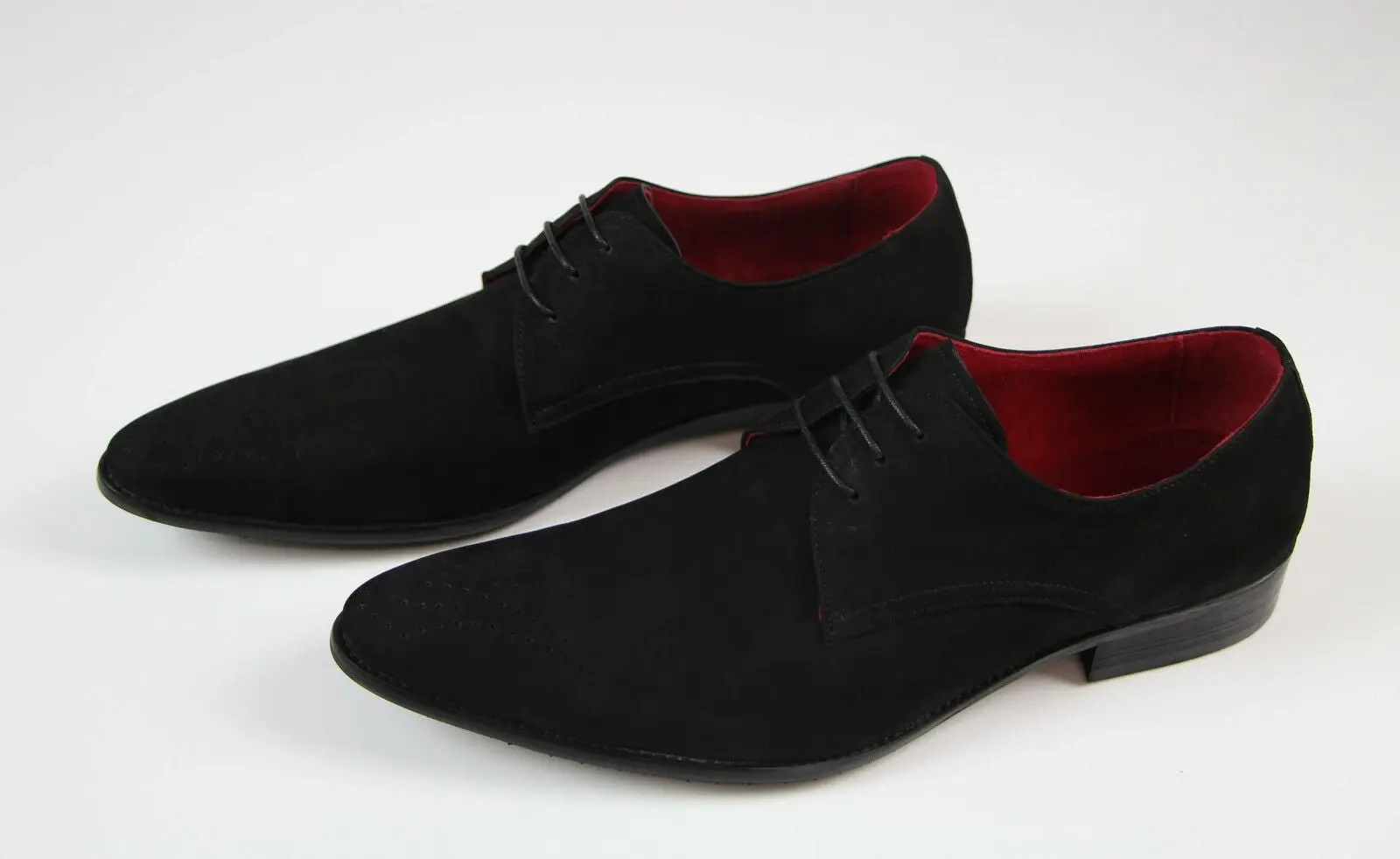 Mens Zasel Christos Suede Black Formal Casual Dress Work Mens Lace Shoes