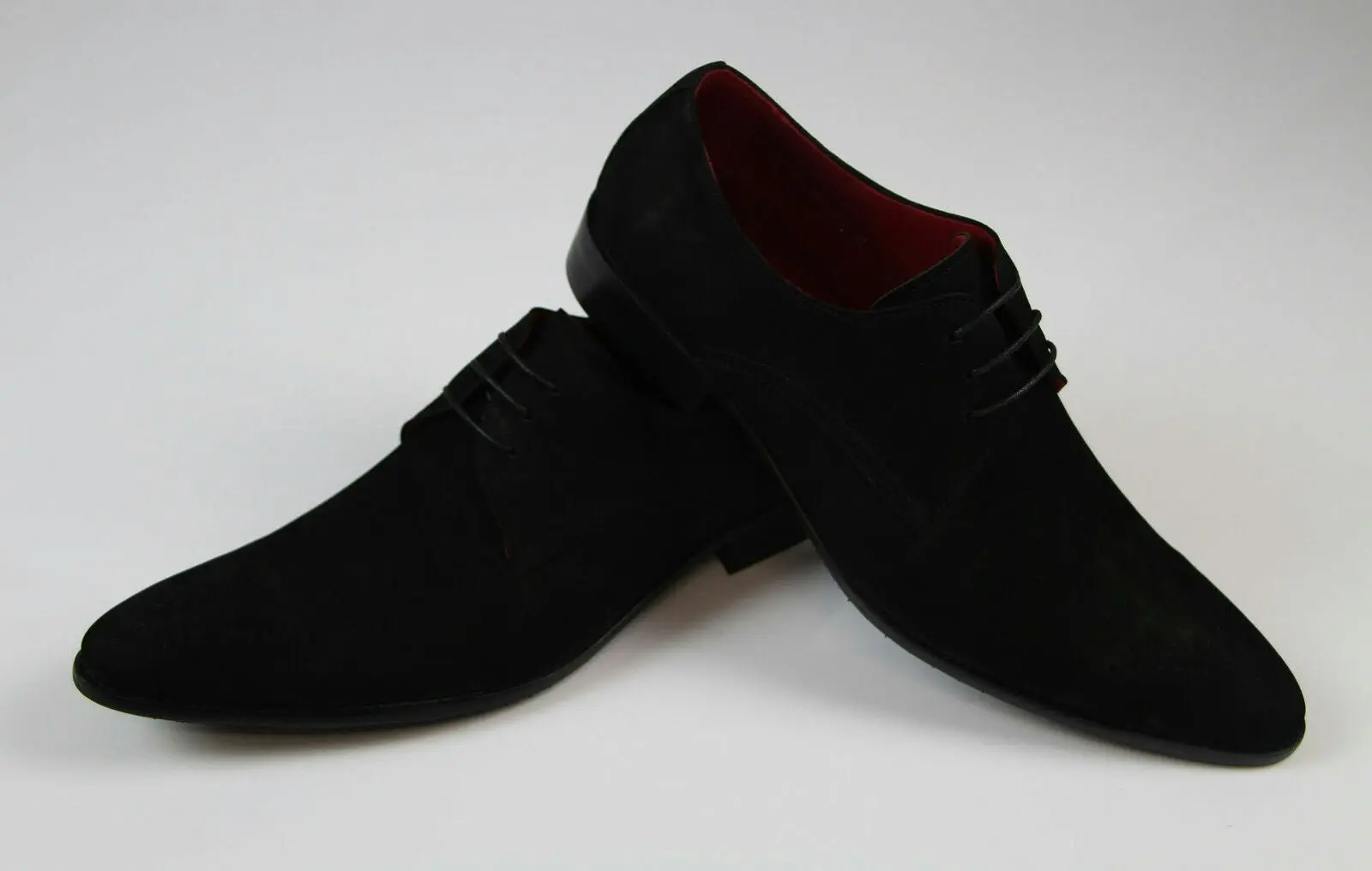 Mens Zasel Christos Suede Black Formal Casual Dress Work Mens Lace Shoes