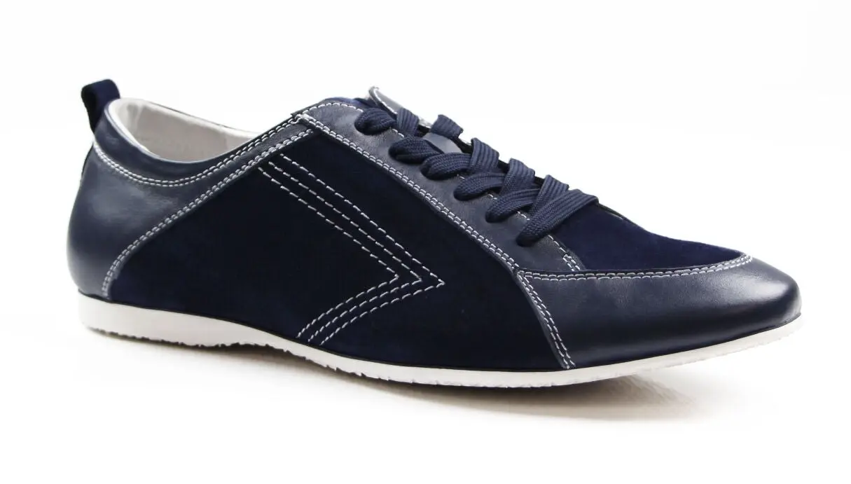 Mens Zasel Anton Navy Leather Suede Casual Sneakers Work Dress Casual Shoes