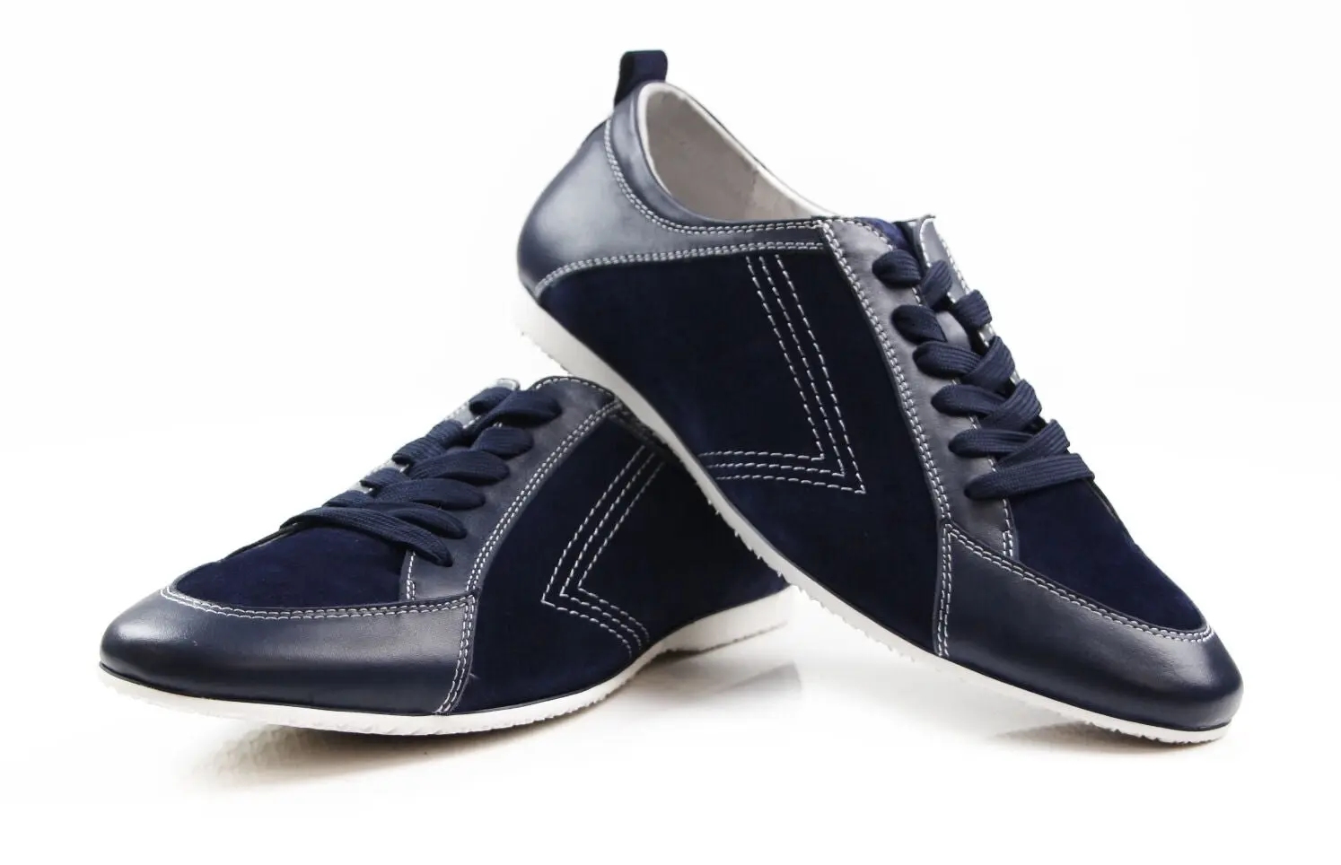 Mens Zasel Anton Navy Leather Suede Casual Sneakers Work Dress Casual Shoes