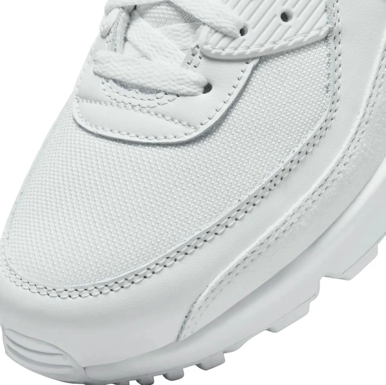 Mens Nike Air Max 90 Premium Triple White Athletic Shoes