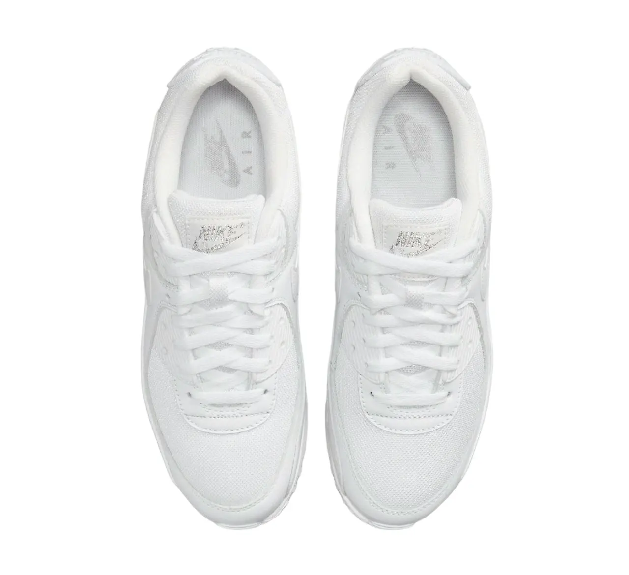 Mens Nike Air Max 90 Premium Triple White Athletic Shoes