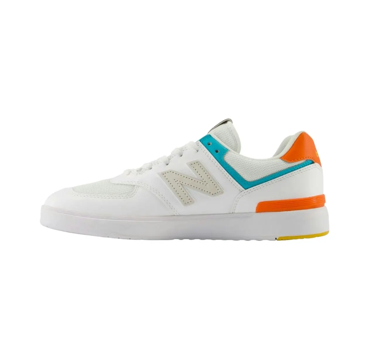 Mens New Balance 574 White/ Orange Athletic Casual Sneakers