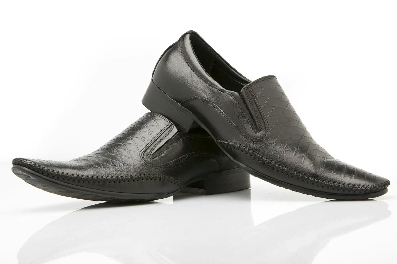 Mens Zasel Lish Dress Black Leather Loafers Formal Shoes