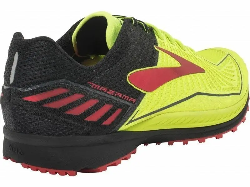 Mens Brooks Mazama Trail Black Fluro Lime Red Running Training Gym Runners Shoes