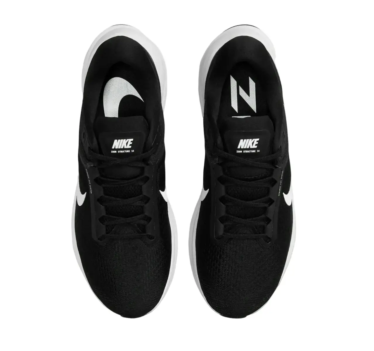 Mens Nike Air Zoom Structure 24 Black/ White Athletic Shoes