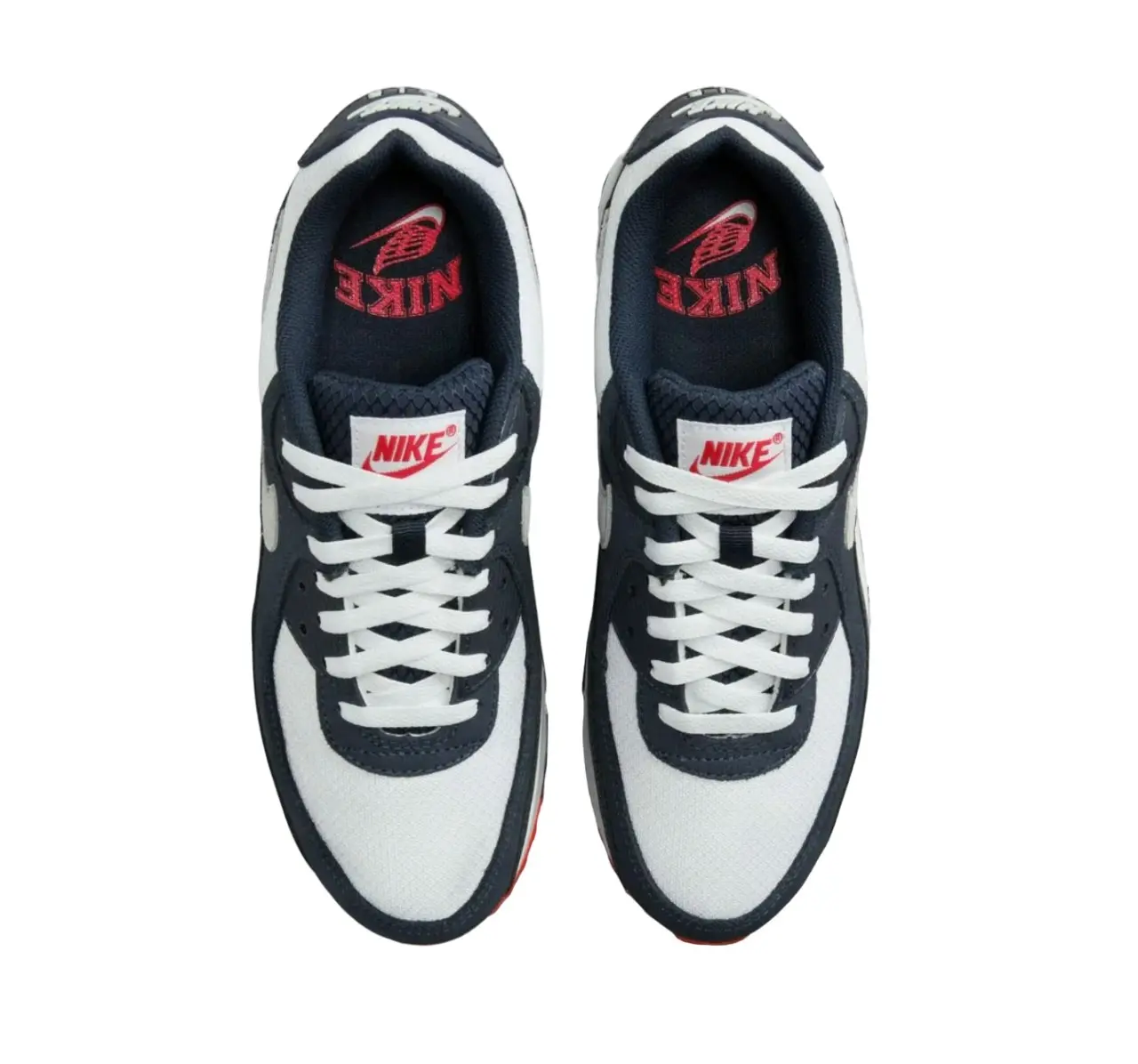 Mens Nike Air Max 90 Navy/ White/ Red Athletic Shoes