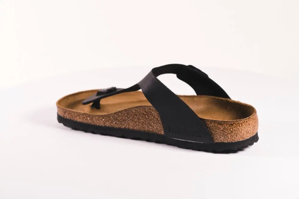 Mens Birkenstock Gizeh Birko-Flor Black Slip On Sandals