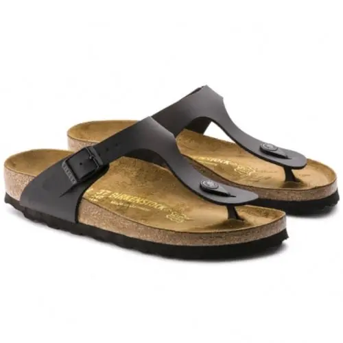 Mens Birkenstock Gizeh Birko-Flor Black Slip On Sandals