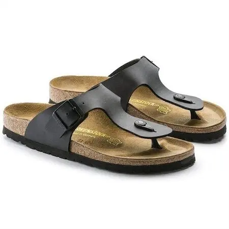 Mens Birkenstock Ramses Birko-Flor Black Slip On Sandals