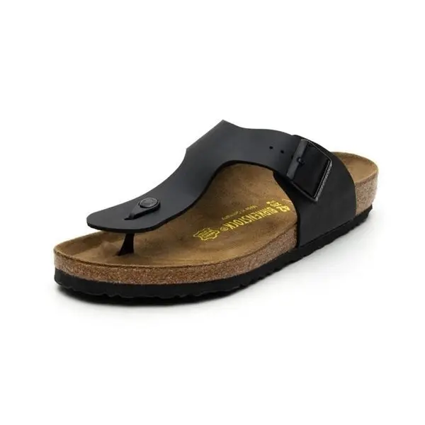 Mens Birkenstock Ramses Birko-Flor Black Slip On Sandals