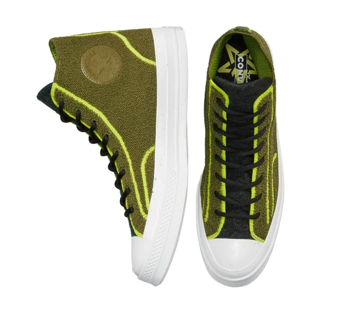 Unisex Converse Renew Remix Chuck 70 High Top Show Dark Moss/Black/Lime Twist