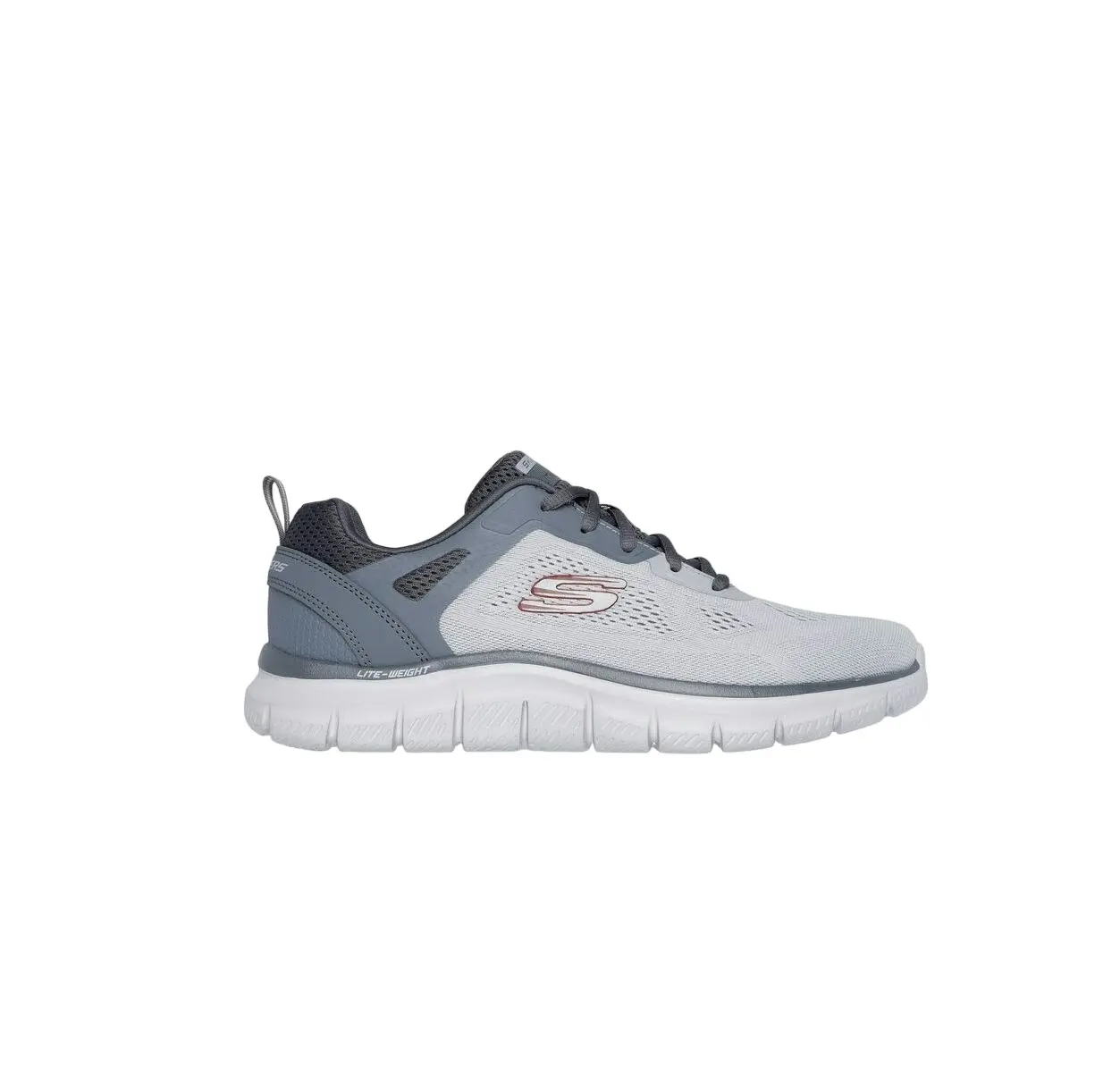 Mens Skechers Track Broader Grey/ Charcoal Lace Up Athletic Shoes