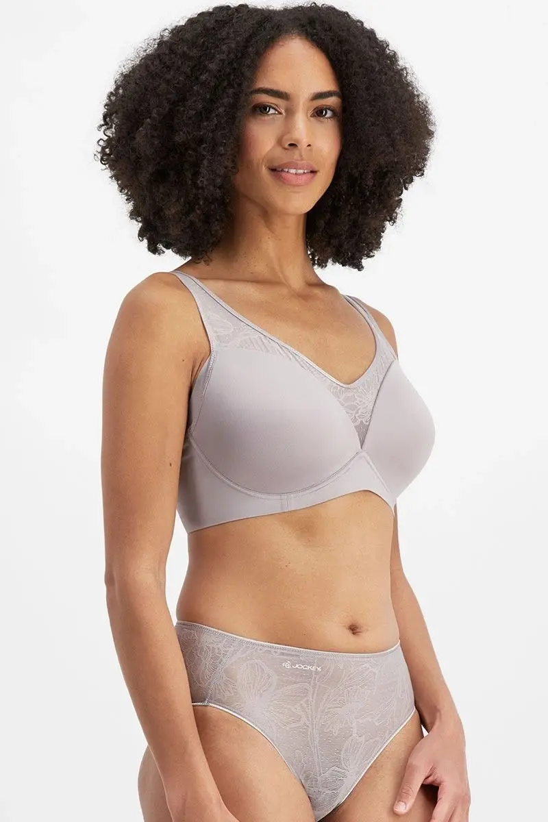 2 x Jockey Womens No Panty Line Promise Bloom Wirefree Bra Parisian Grey