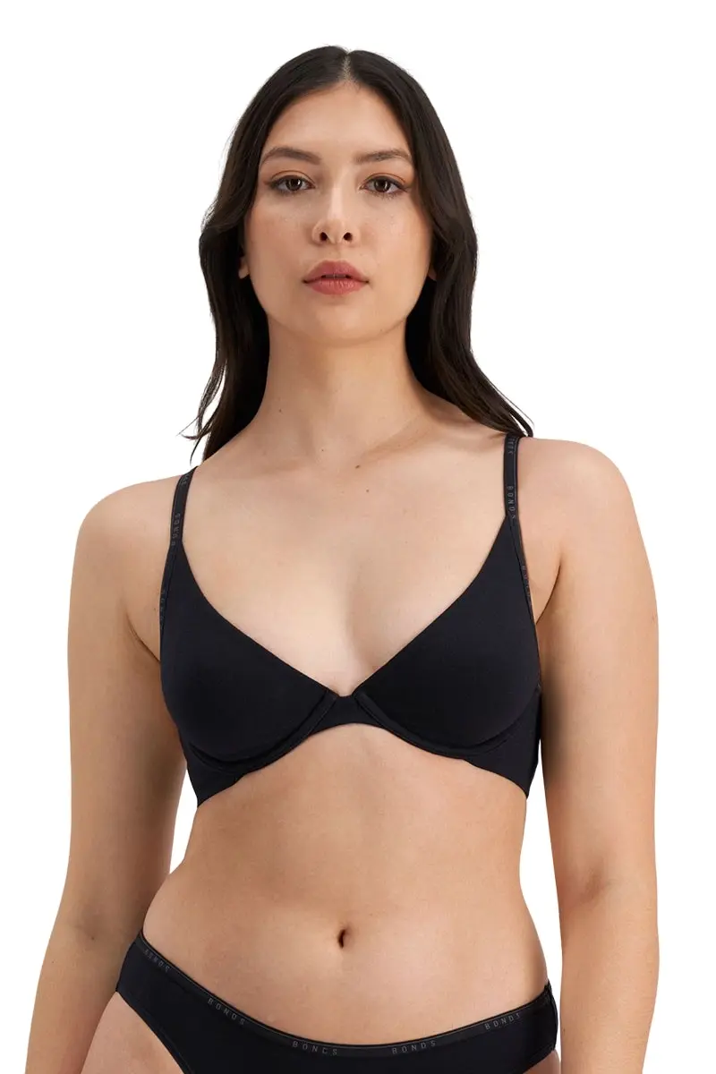 4 x Bonds Womens Everyday Organics Underwire Bra Black