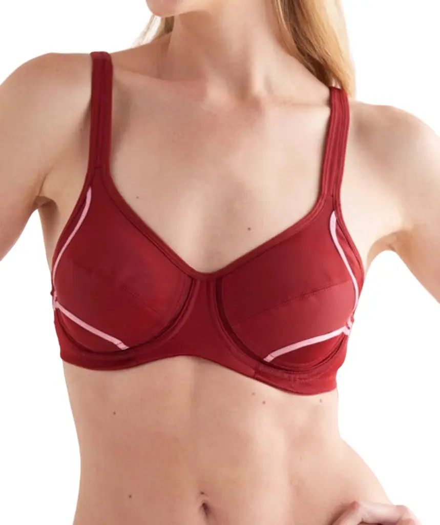 6 x Berlei Womens Electrify Non-Contour High Impact Bra Burgundy Brown/Maroon