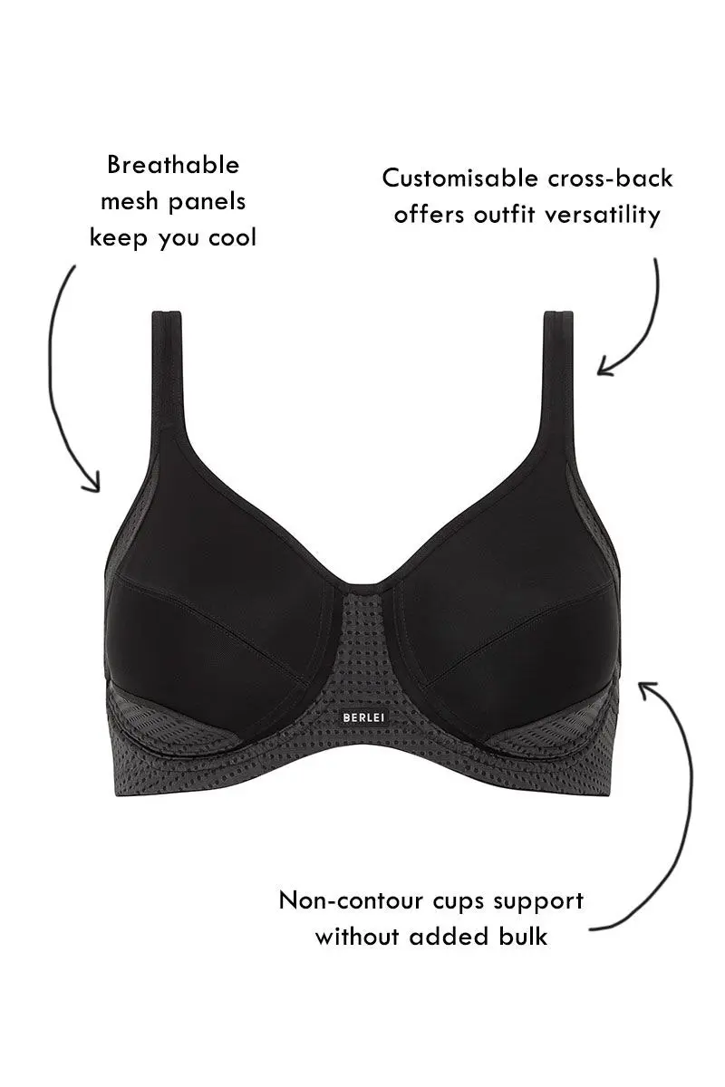 Berlei Electrify Mesh Underwire Non-Contour Sports Bra Black