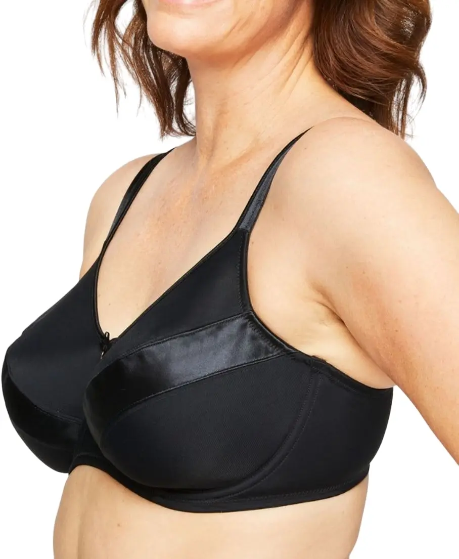 5 x Hestia Womens Classic Minimiser Non-Contour Black Underwire Bra