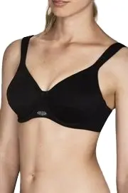 Berlei High Performance Underwire Non Padded Sports Black White Dark Mocha Bra