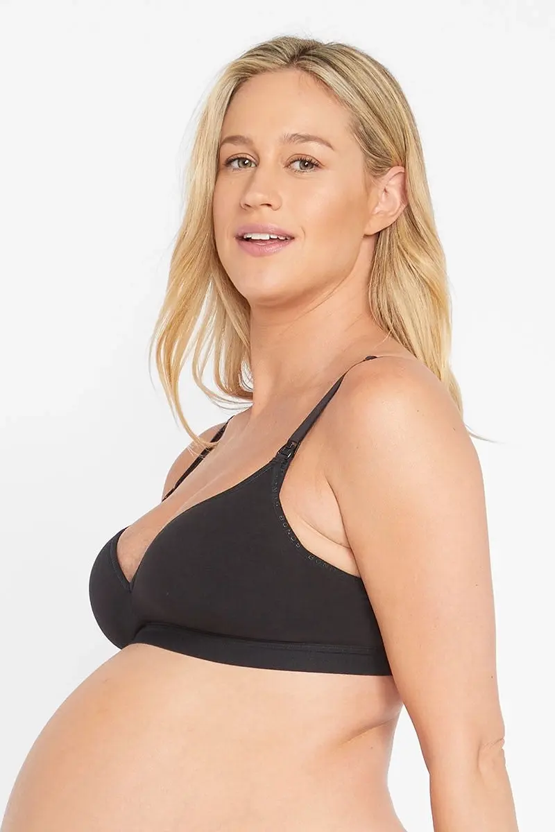 2 x Bonds Womens Bumps Contour Maternity Wirefree Bra Black Yyccy