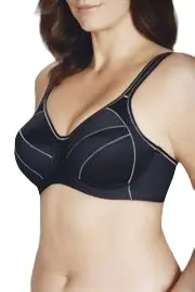 Womens Berlei Curves Black Underwire Full Support Sports Bra Plus Size