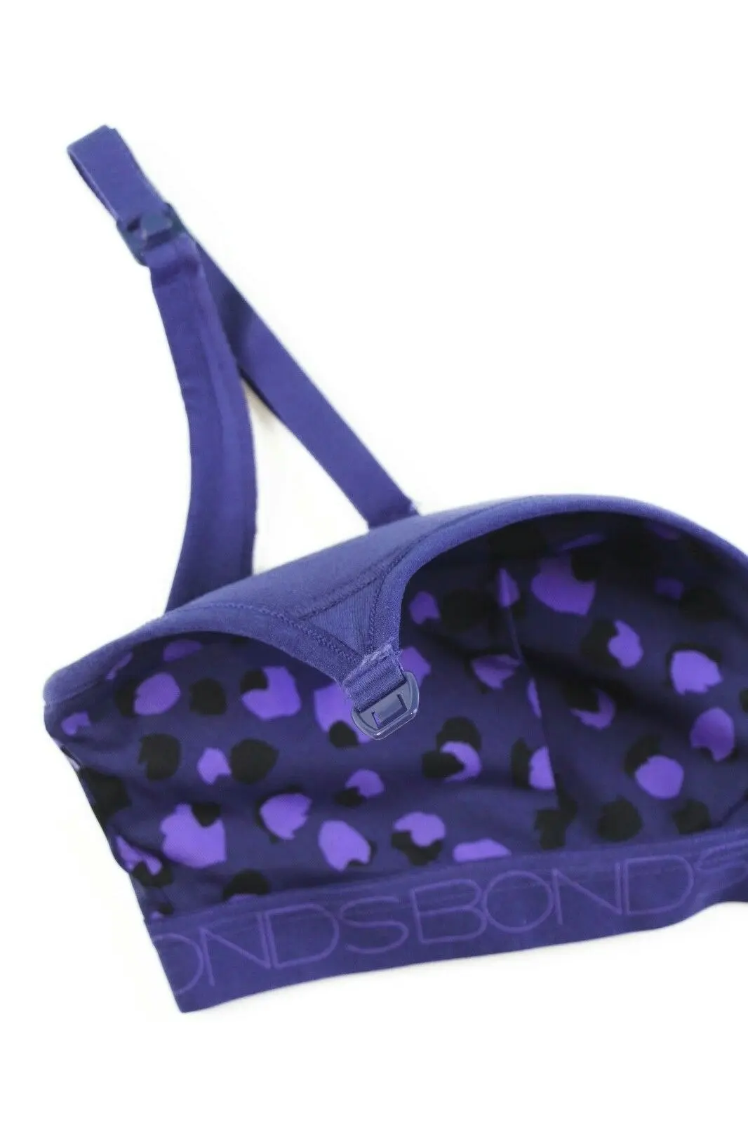 Bonds Womens Bumps Maternity Easyfit Tops Breastfeeding Clip Bra Purple Leopard