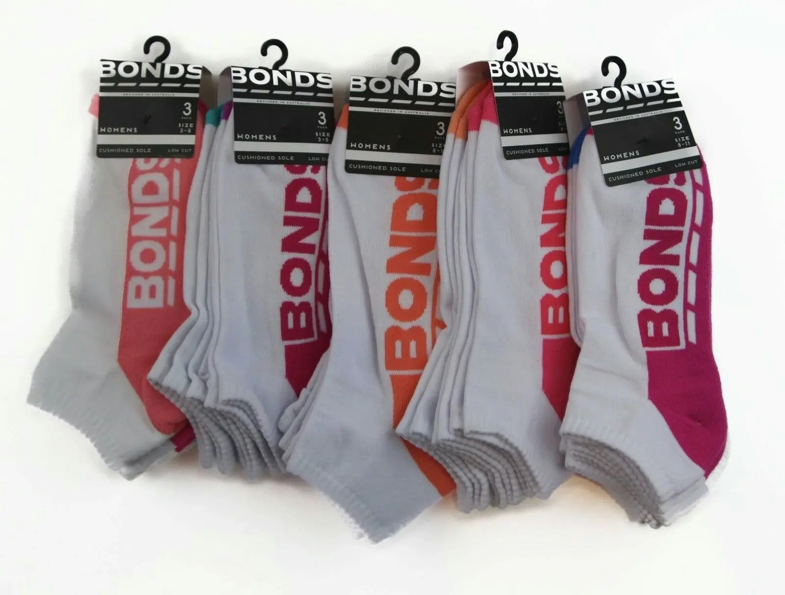 15 Pairs X Womens Bonds Low Cut Ankle Sports Socks - Assorted Colours!