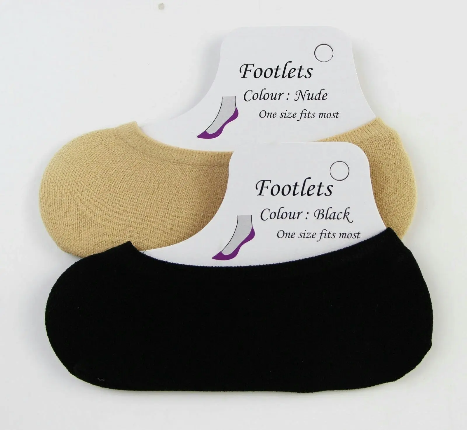 1 x Footlets Nude / Black Womens Footlet Sockettes Sockette Stockings Socks