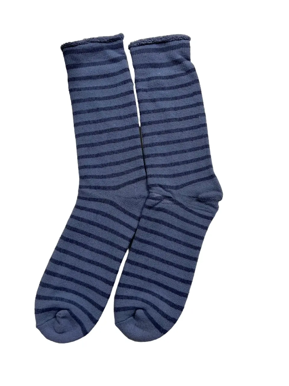 10 x Womens Explorer Lightweight Cotton Crew Ladies Socks Blue Stripes