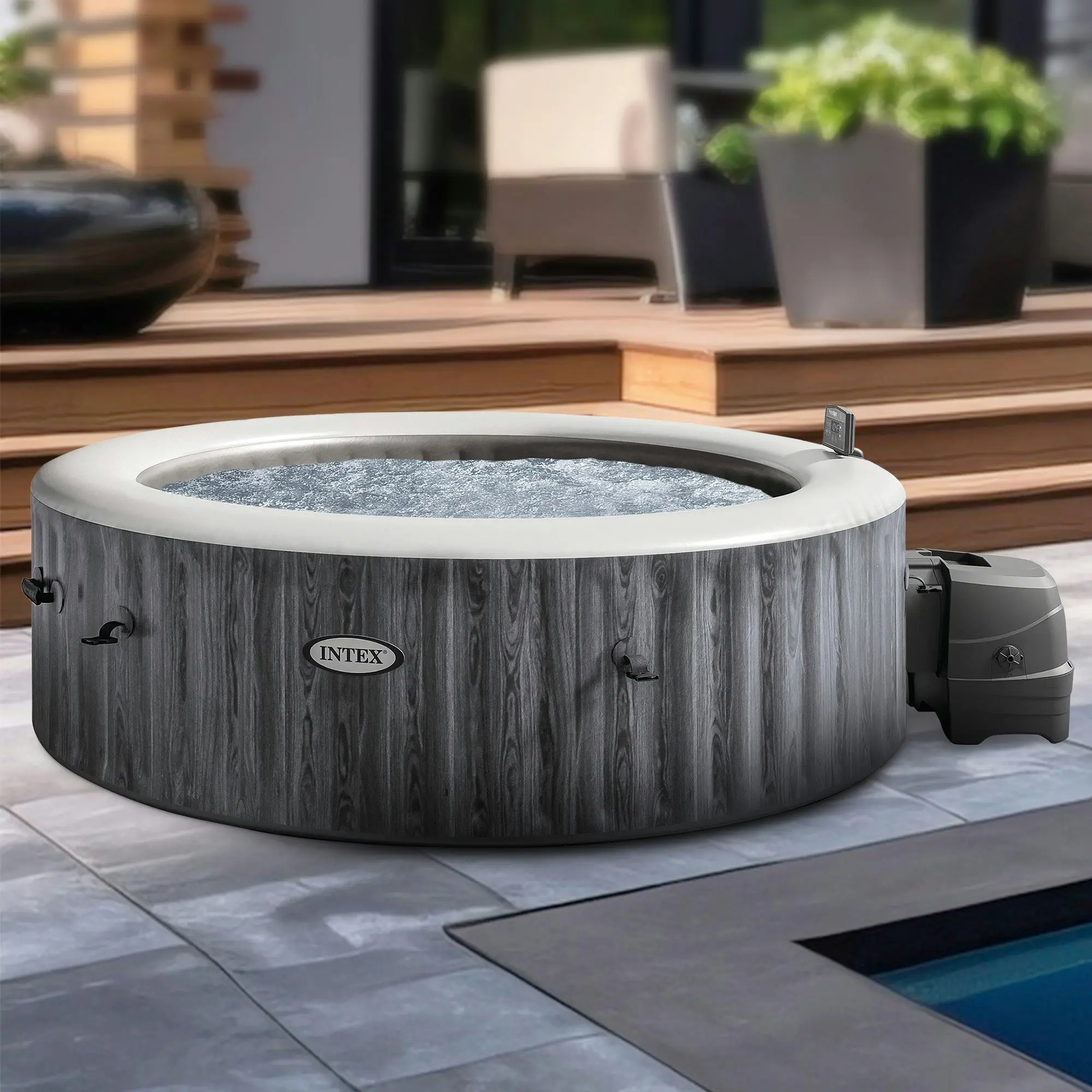 Intex PureSpa Greywood Deluxe Inflatable Hot Tub - 6-Person