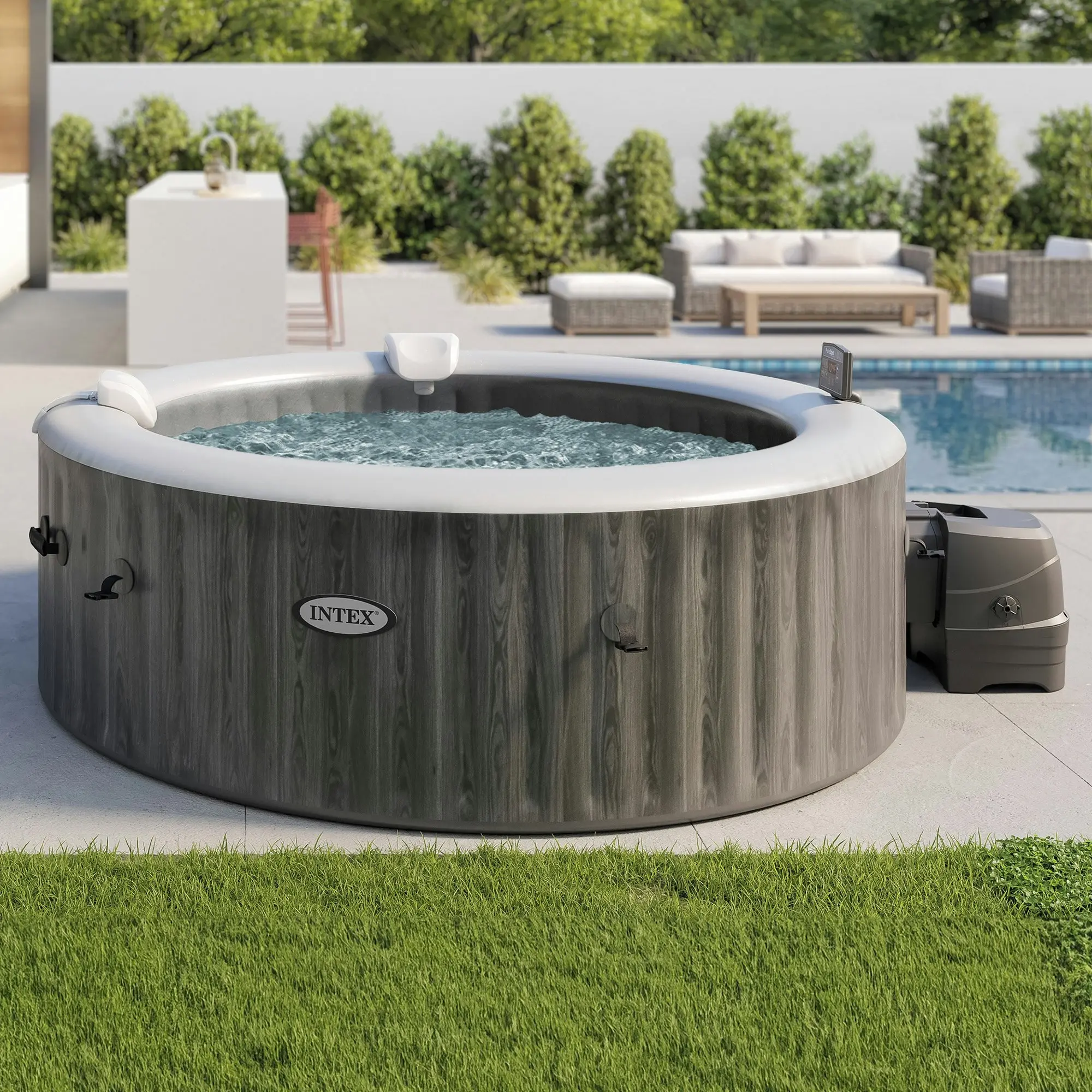 Intex PureSpa Greywood Deluxe Inflatable Hot Tub - 6-Person