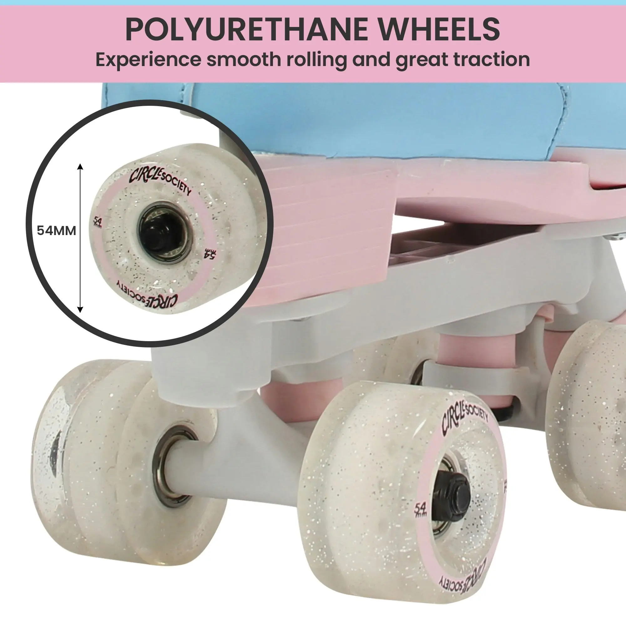 Circle Society Adjustable Kids Quad Roller Skates - Cotton Candy