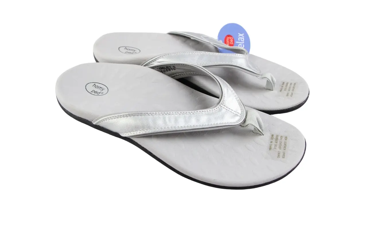 Womens Homyped Inlet Silver Thongs Slip On Shoes Flats