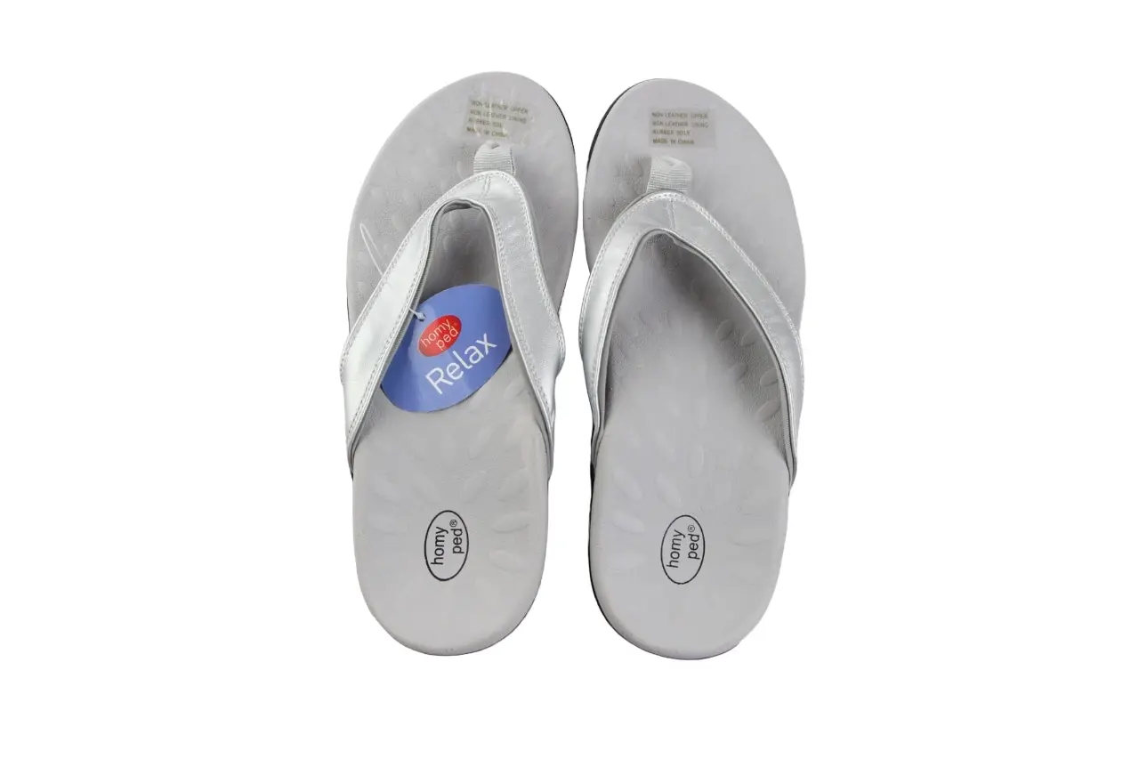 Womens Homyped Inlet Silver Thongs Slip On Shoes Flats