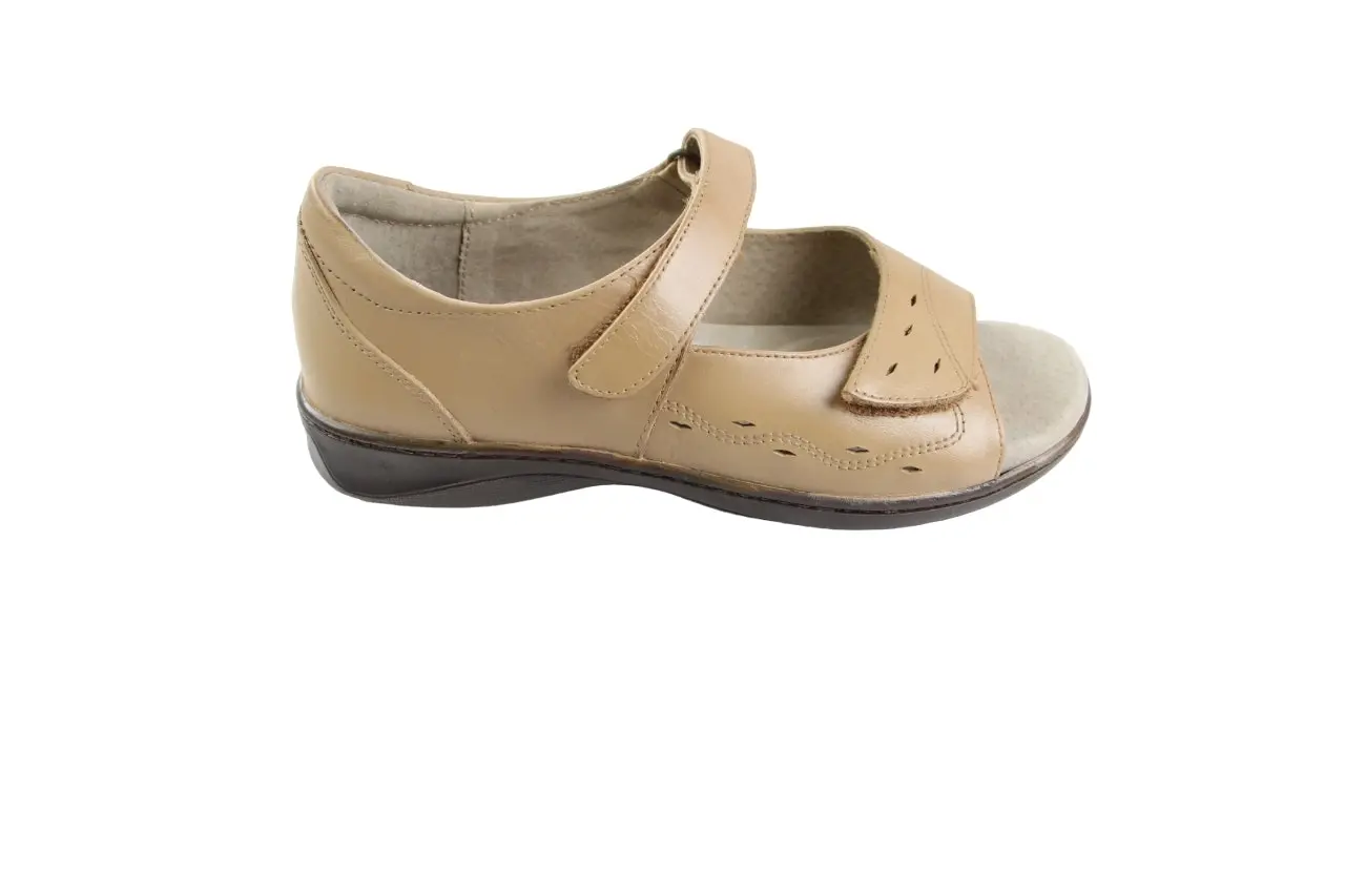 Womens Homyped Dancer Taupe Sandals Slip On Wide Shoes Flats