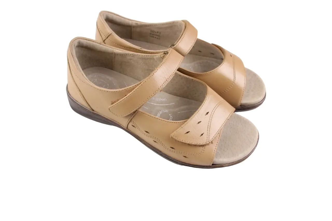 Womens Homyped Dancer Taupe Sandals Slip On Wide Shoes Flats