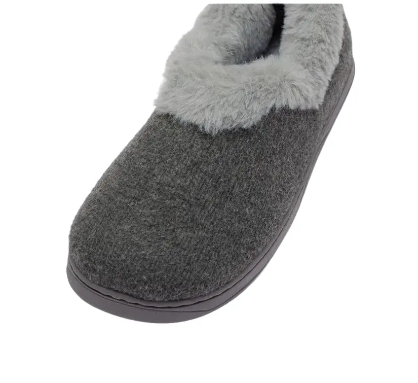 Womens Grosby Invisible Beatrice Grey Fur Slippers Slip On Ladies Shoes