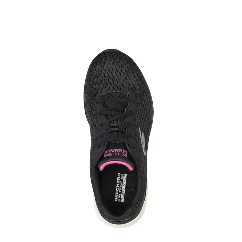 Womens Skechers Go Walk 6 - Iconic Vision Black/Hot Pink Walking Shoes