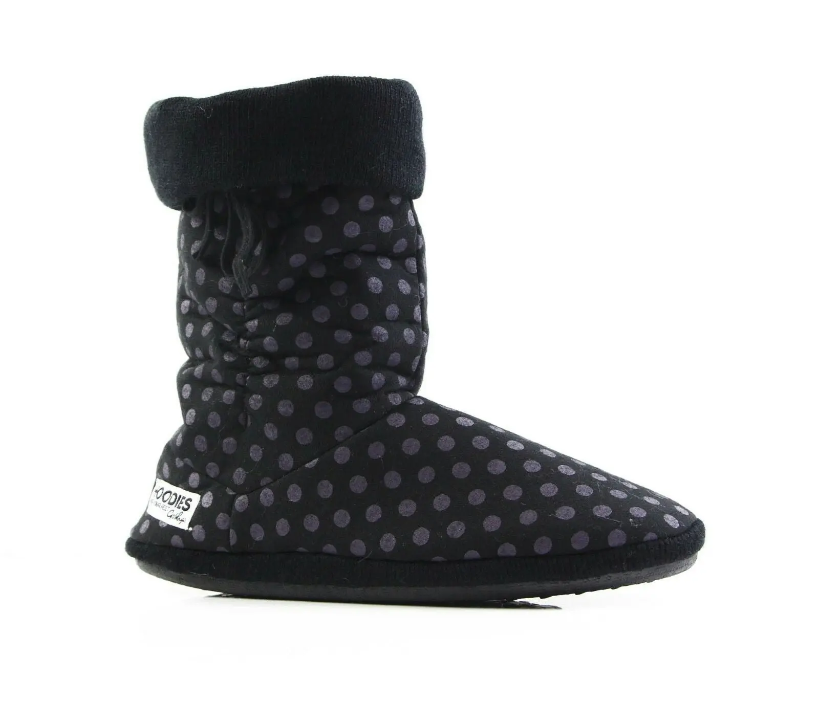 Womens Grosby Hoodies Boots Spotted Slouch Black Purple Slippers