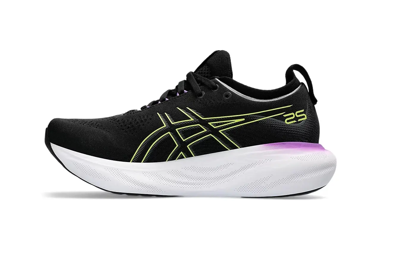 Womens Asics Gel-Nimbus 25 Black/ Glow Yellow Athletic Running Shoes