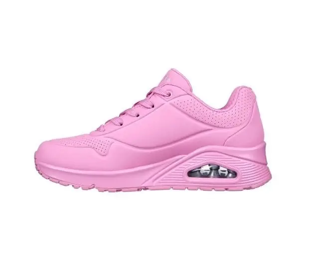 Womens Skechers Uno - Stand On Air Pink Lace Up Sneaker Shoes