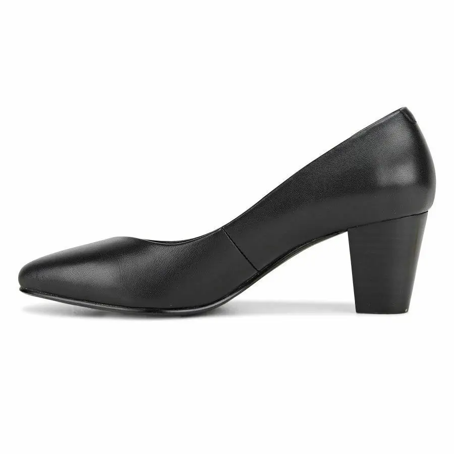 Womens Hush Puppies Ivet Black Patent Work Medium Height Heel Heels Shoes