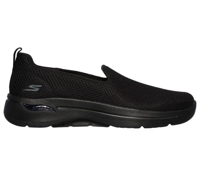 Womens Skechers Go Walk Arch Fit - Grateful Black/Black Slip On Shoes